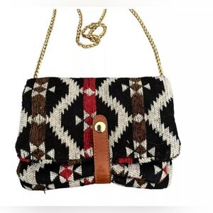 STREET LEVEL Aztec tribal print boho convertible crossbody clutch handbag